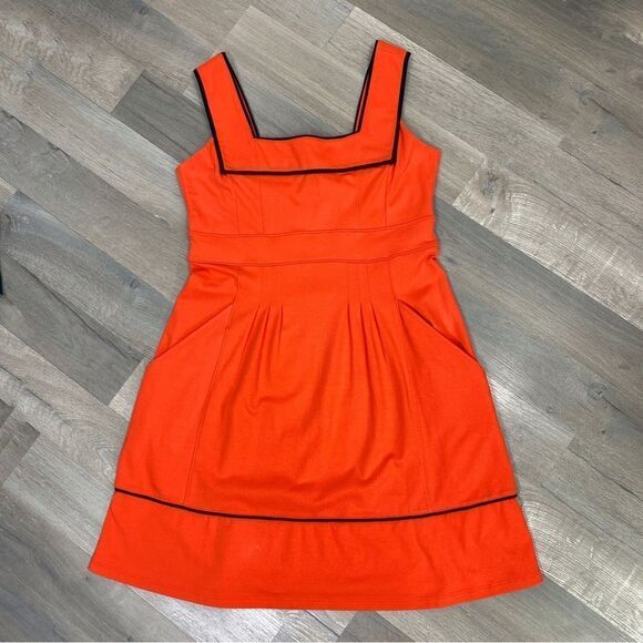 Duffield Lane Hutchins Dress Red Orange Small Fit Flare Sleeveless Knit - Picture 10 of 12
